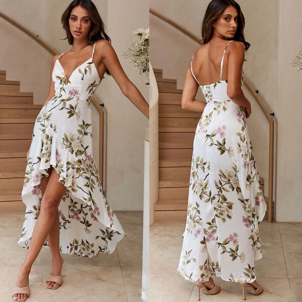 NWT Selfie Leslie Imelda Floral High Low Dress White